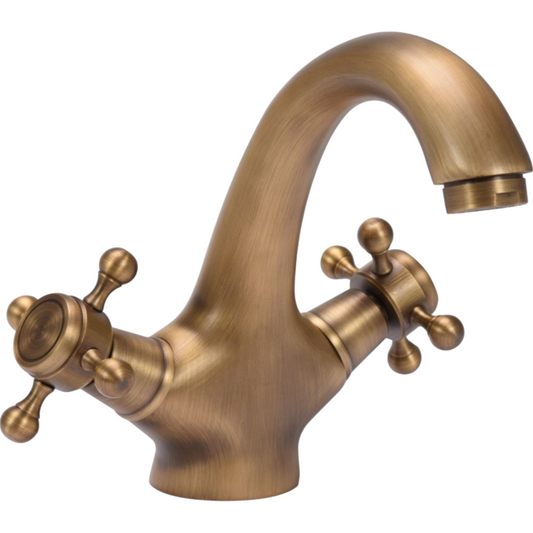 Wasserhahn Waschtischarmatur Waschbecken 2 Knopf Badarmatur Schwarz Retro Bronze