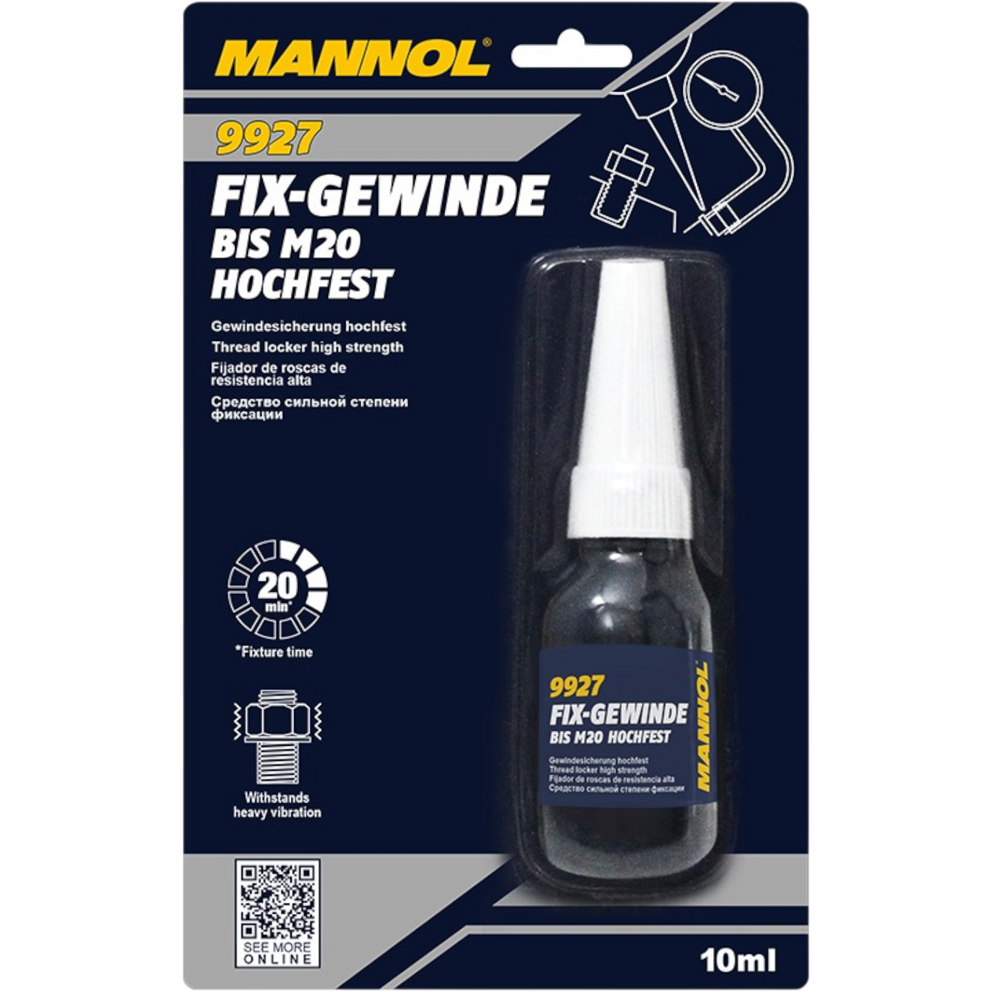 Mannol 9927 Fix Gewinde Gewindesicherung bis M20 hochfest vibrationsfest 10ml