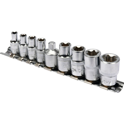 Torx-Steckschlüssel Satz Aussentorx 9tlg  E5 E6 E7 E8 1/4" E10 E12 E14 E16 3/8"