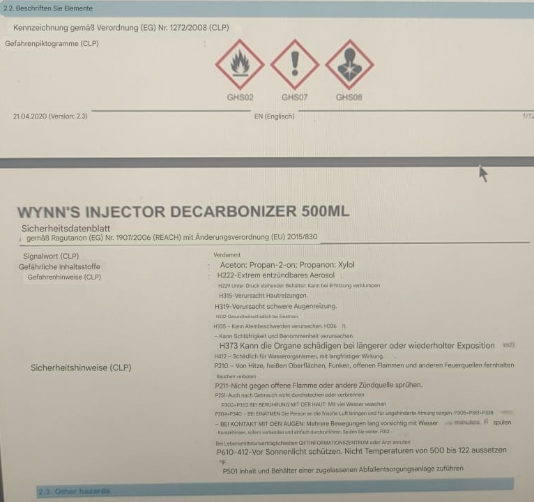 Wynn´s Injector Injektorenlöser Spray Kohlenstoffablagerung Verkokung Lösemittel