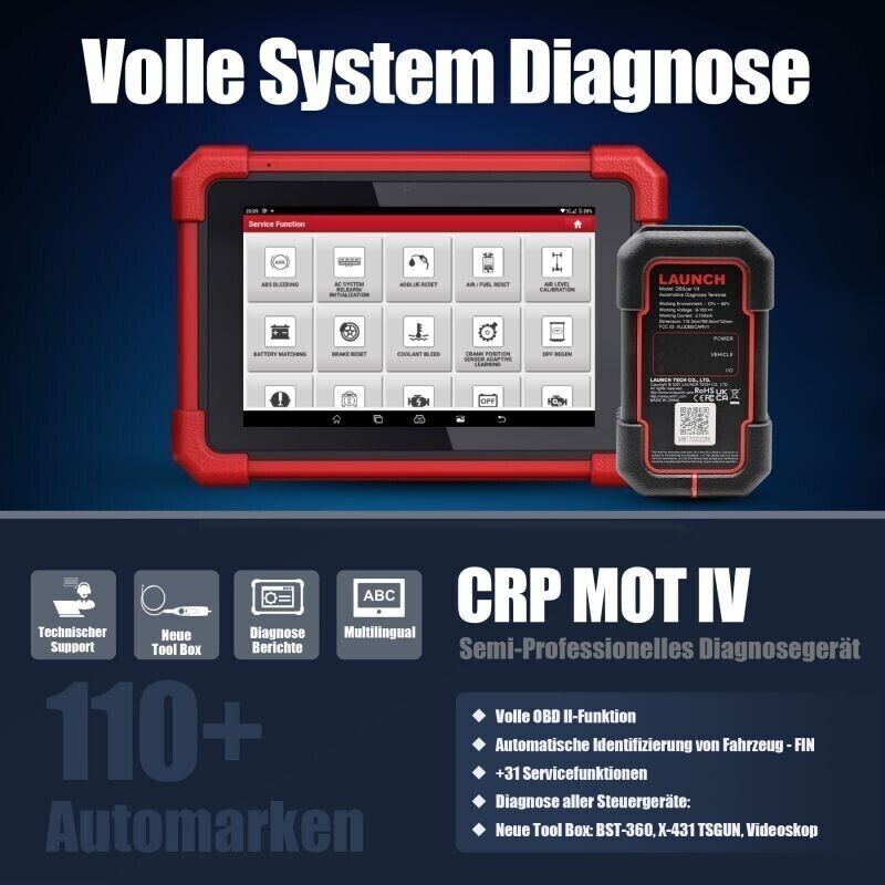 LAUNCH CRP MOT IV KFZ OBD2 Diagnosegerät alle Steuergerät Codierung Aktive Test