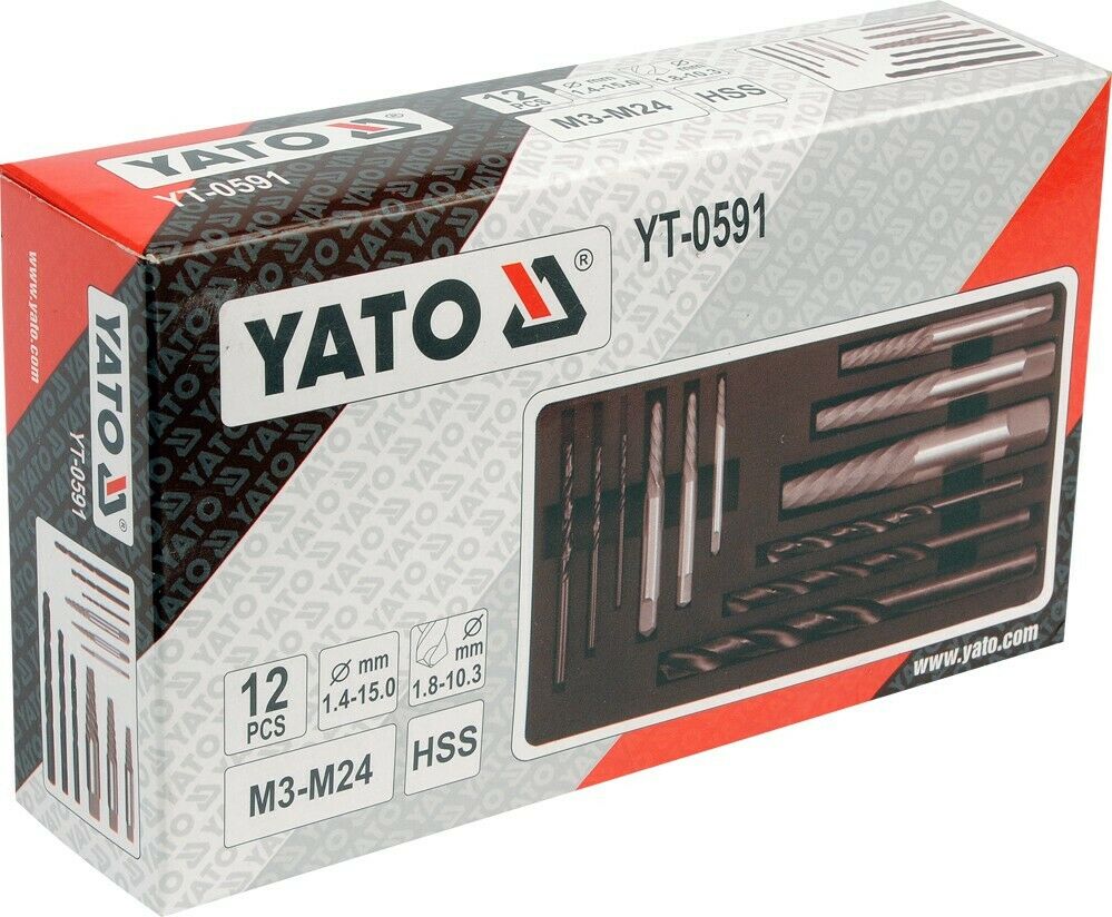 Yato YT-0591 Schraubenlöser Satz HSS Bohrer Schraube Ausdreher Linksausdreher
