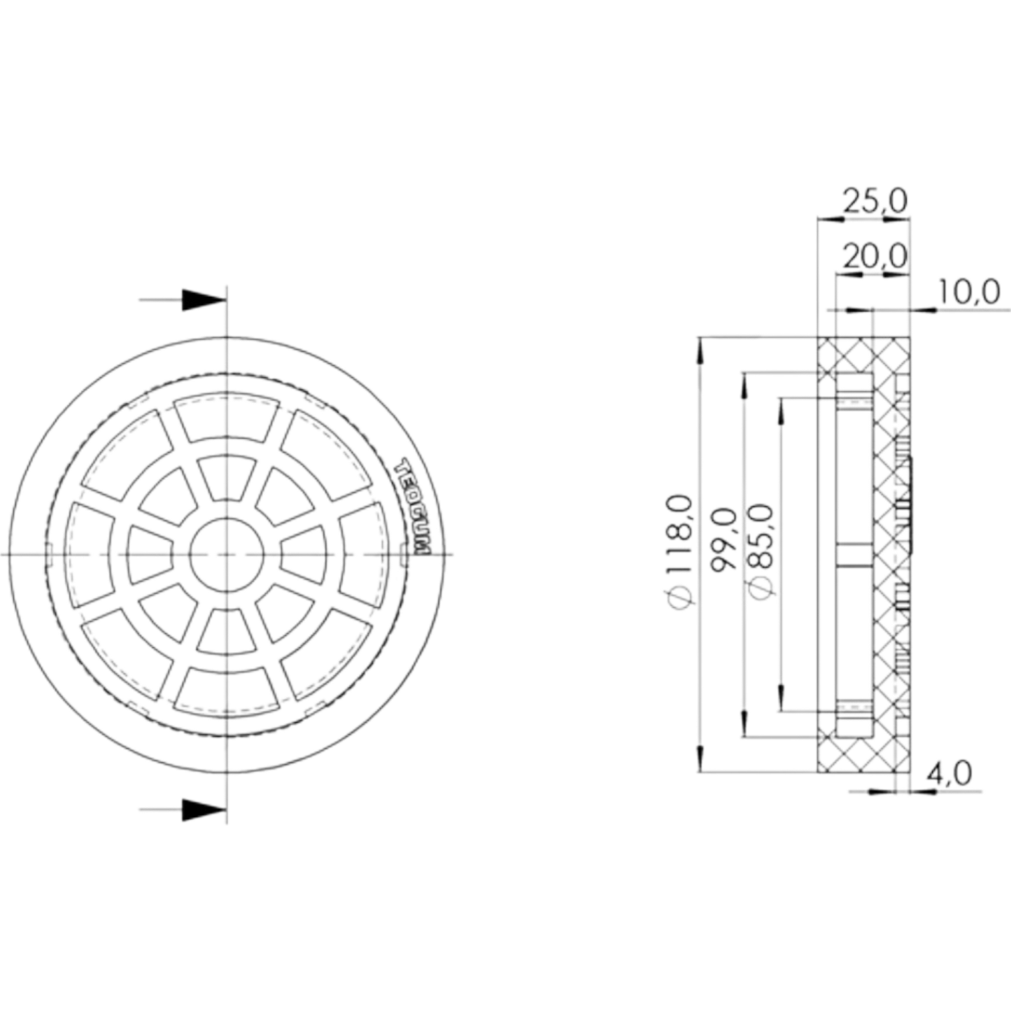 Auflagenteller Gummiteller Auflagepunkt Rangierheber Hebebühne 25mm 99mm 118mm