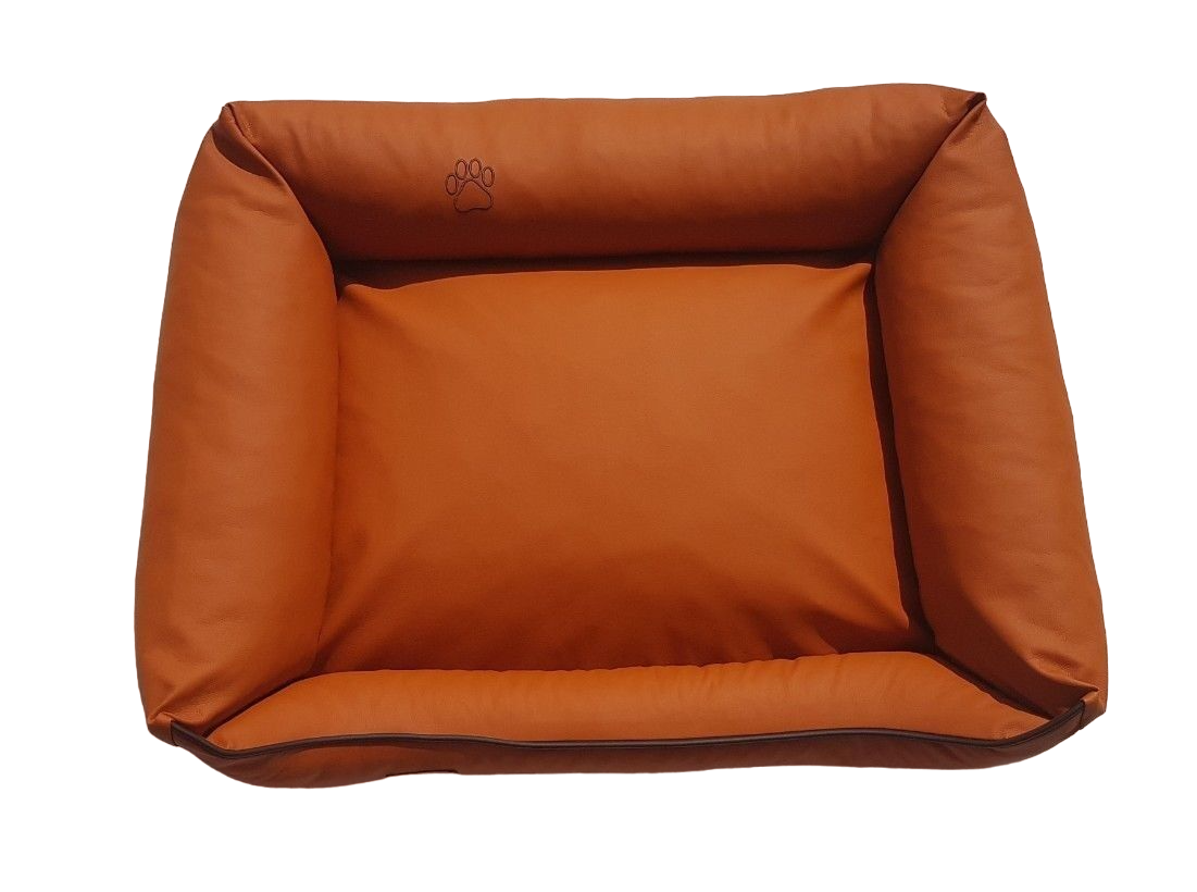 Hundebett Hundekorb Hundekissen Hundesofa Liegeplatz Kunstleder Gr. XL Orange