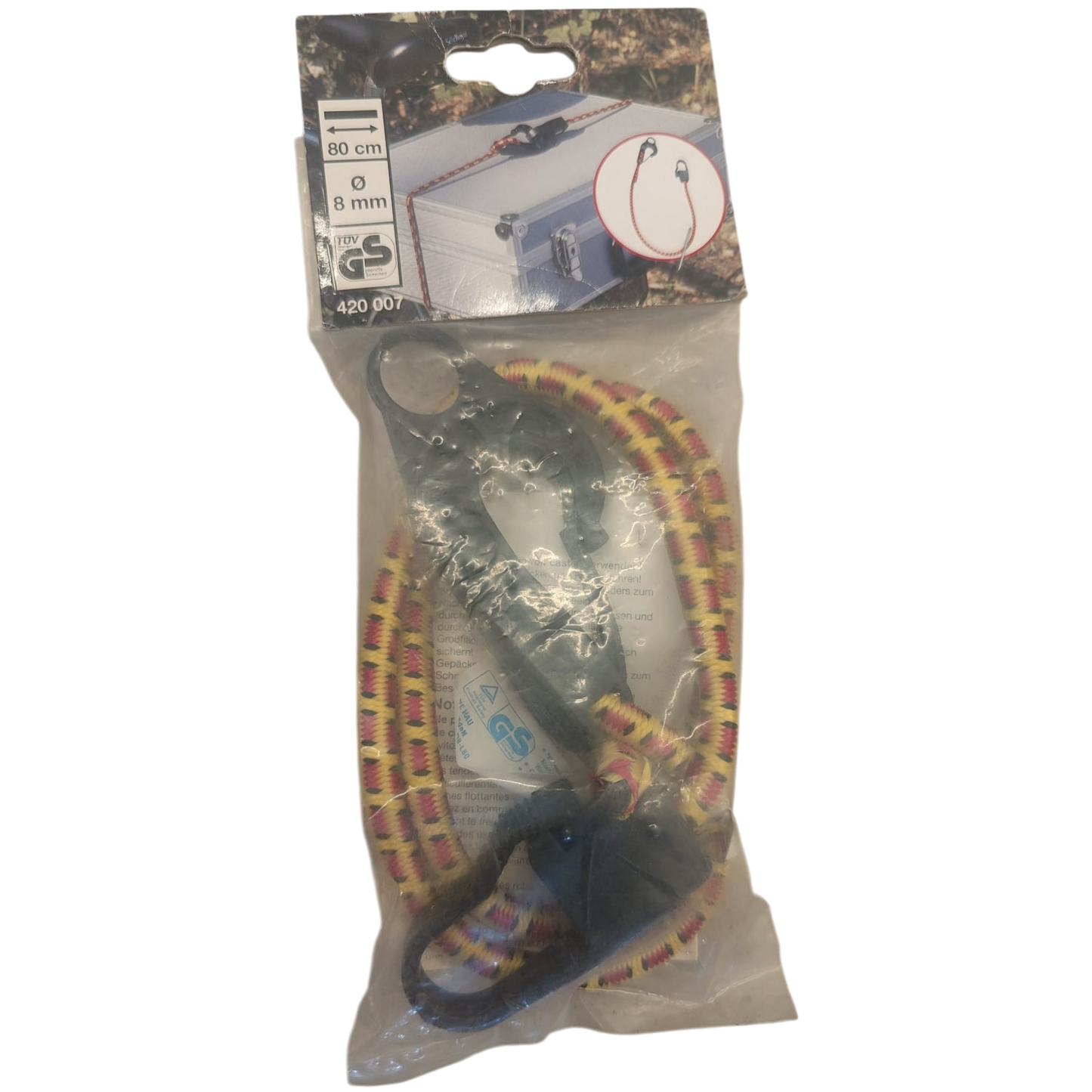 Spanngummi Karabiner-Haken Expander Gepäckspanner Gummispanner Gelb Rot 8mm 80cm