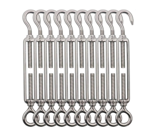 10x M5 Spannschloss Seilspanner Edelstahl Zaunspanner Haken Öse Garten Drahtseil