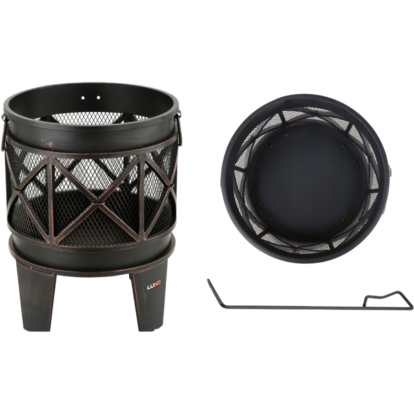 Feuerstelle 42 x 53 cm Feuerschale Holz Lagerfeuer Garten Terrasse Stahl Tonne