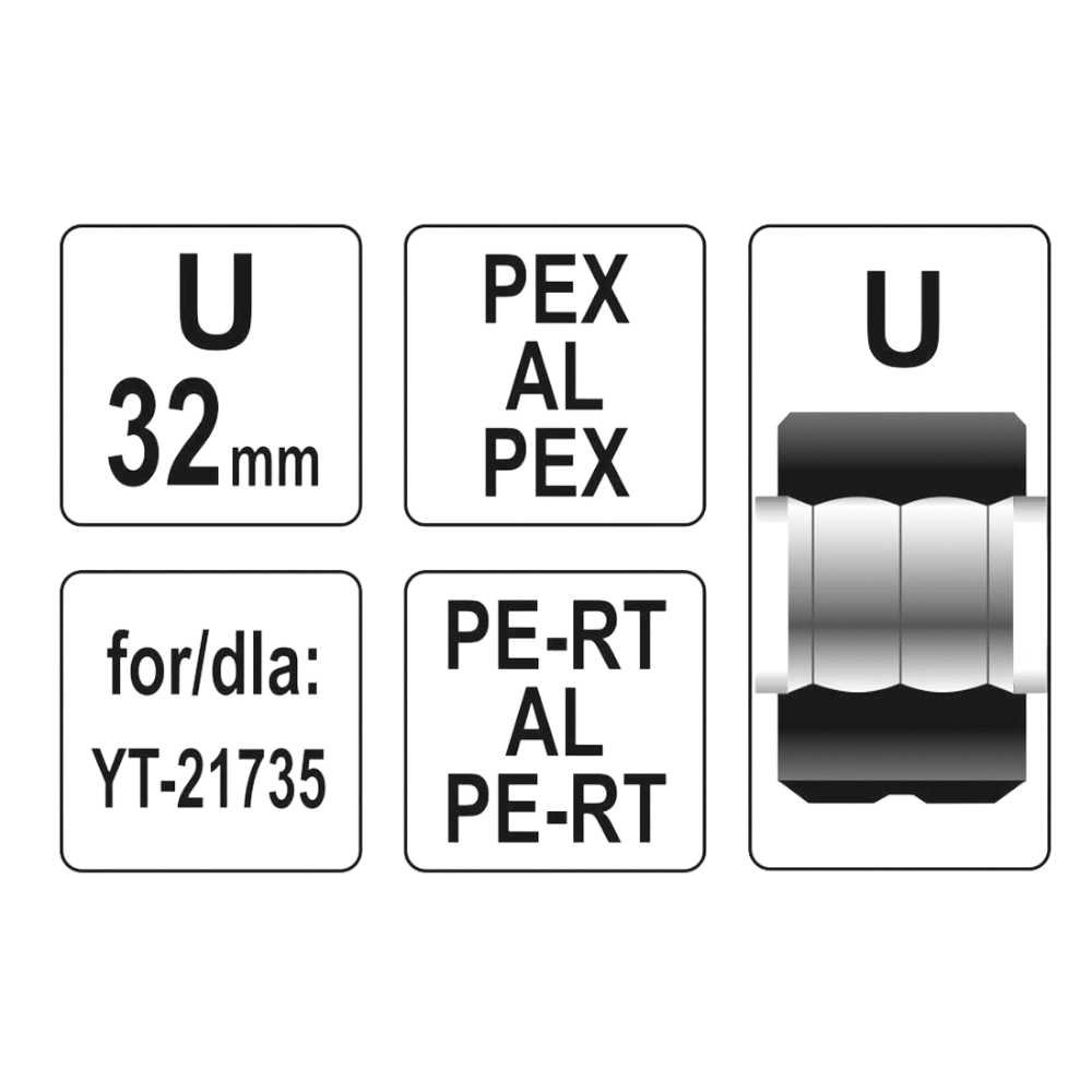 Adapter Crimpzange 32mm Ersatzmatrize Rohrverbinder für U-Rohre Carbonstahl