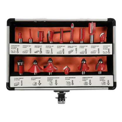 Fräsersatz Nutfräser Oberfräser Holzfräser Set 15tlg hartmetall 8mm Schaft