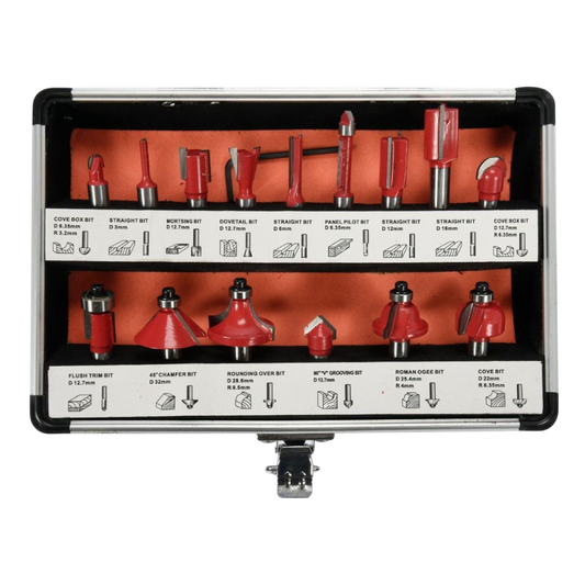 Fräsersatz Nutfräser Oberfräser Holzfräser Set 15tlg hartmetall 8mm Schaft