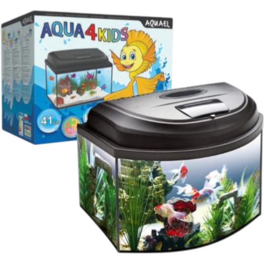 Kinder Aquarien Set 20L LED Panorama Becken Komplett Aquarium Oval 40x25x25 Nano