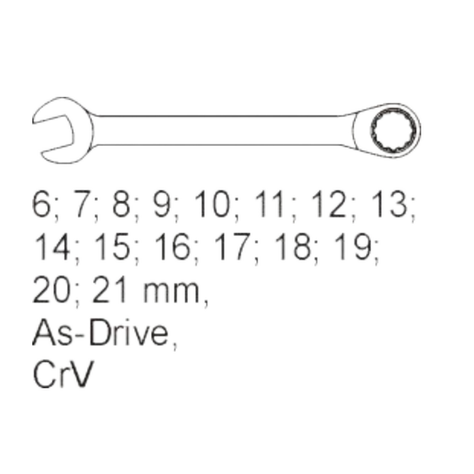 Yato Werkzeugmodul YT-5531 Schubladeneinsatz 16-teilig Schraubenschlüssel