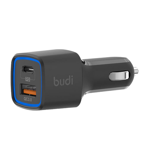 Autoladegerät Zigarette Budi LED USB+USB-C, 18W, PD+QC 3.0 Universell KFZ PKW