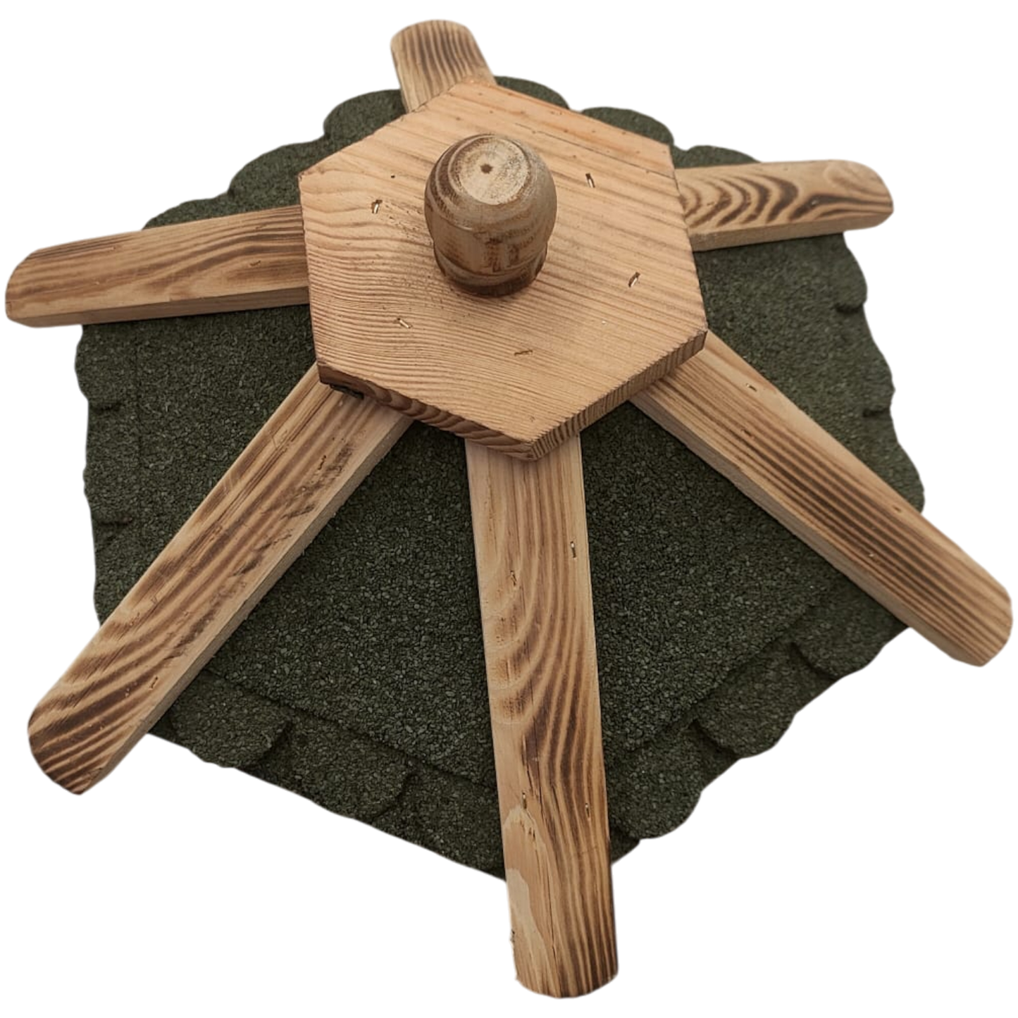 Futterhaus Vogelhaus 6-eckig Vogelvilla Vogelfutterhaus Nr.17 mit Bitumen