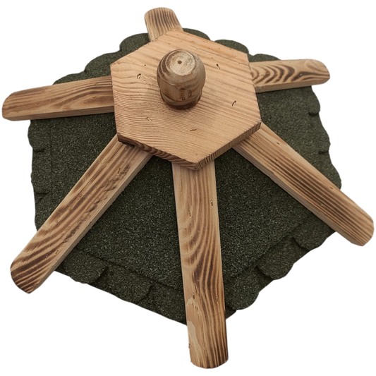 Futterhaus Vogelhaus 6-eckig Vogelvilla Vogelfutterhaus Nr.17 mit Bitumen