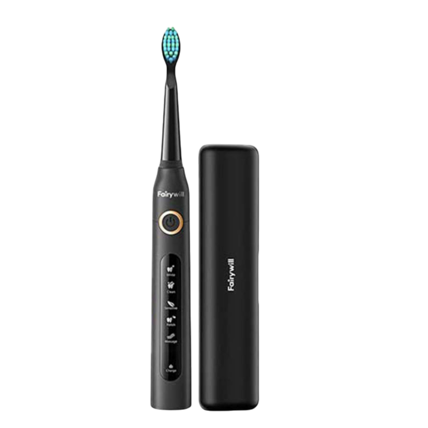 Schallzahnbürste FairyWill Elektrische Zahnbürste IPX7 Wasserdicht Schwarz