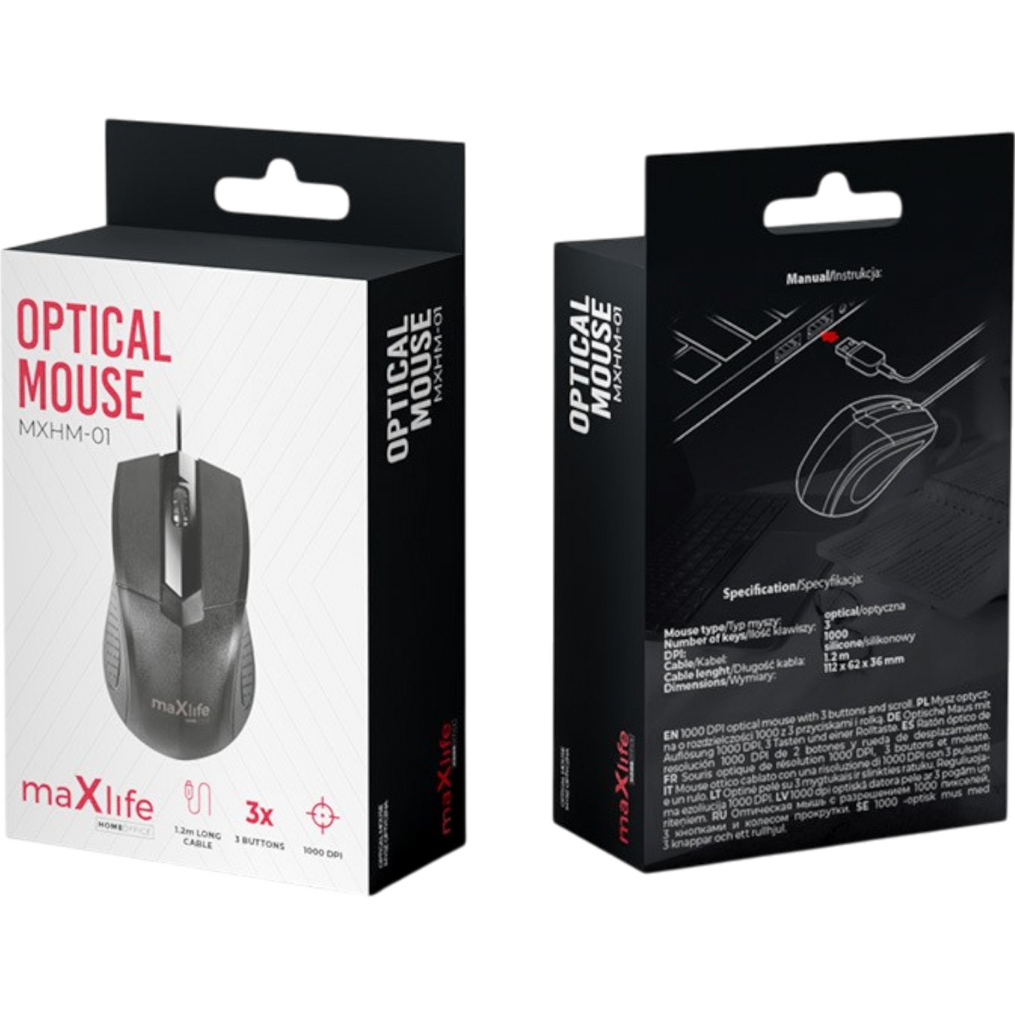 Maus PC Computer Kabelgebunden USB 1000dpi für Mac Büro Office Schwarz optisch