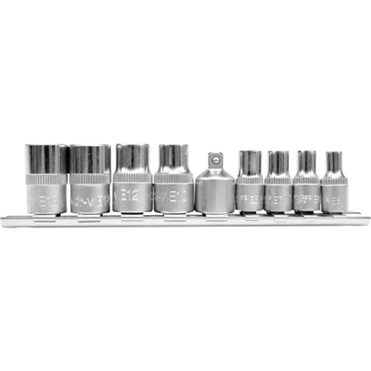 Torx-Steckschlüssel Satz Aussentorx 9tlg  E5 E6 E7 E8 1/4" E10 E12 E14 E16 3/8"