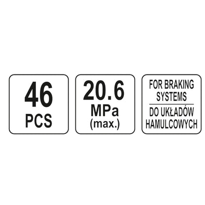 Hydraulisches Bremsdruckprüfer Druckprüfgerät Bremssysteme 20.6 MPa 46tlg