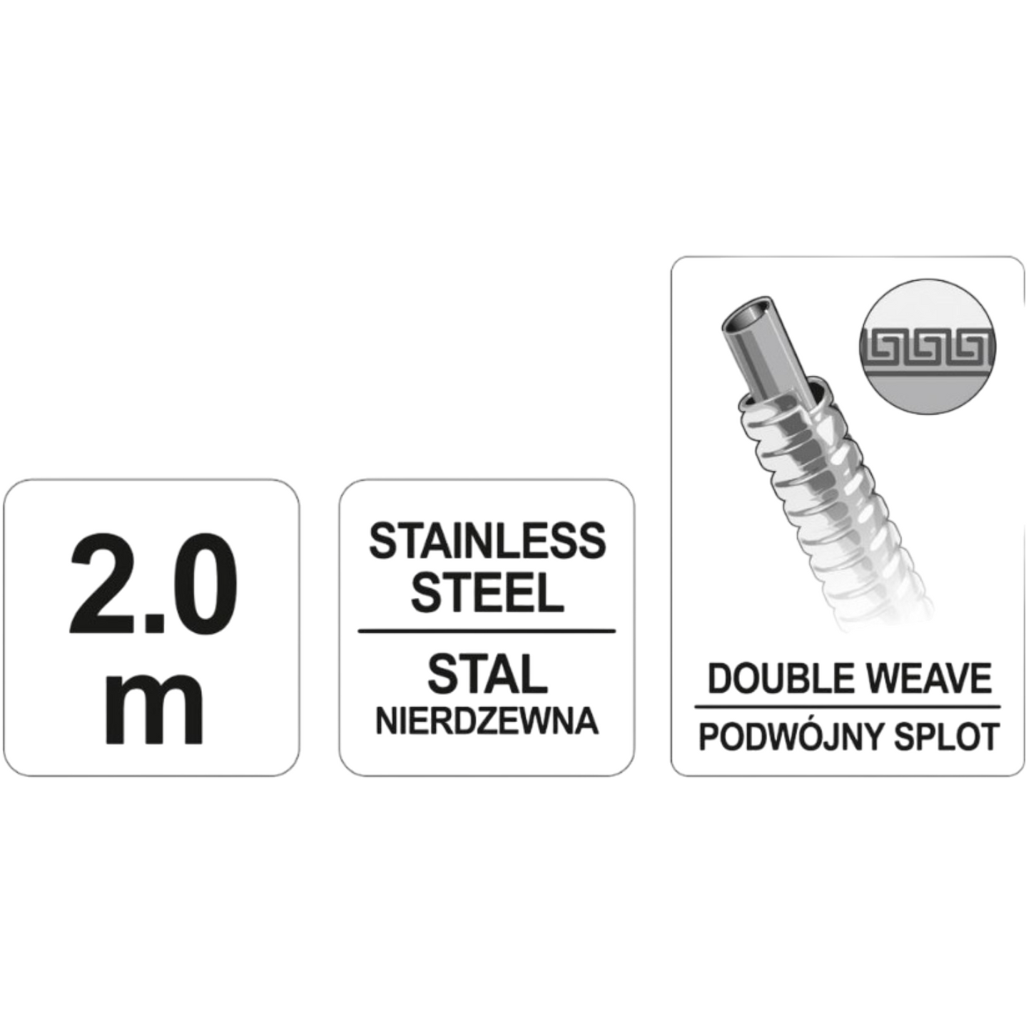 Duschschlauch Brauseschlauch 200cm Edelstahl 2,00m Chrom Standartanschluss 1/2"