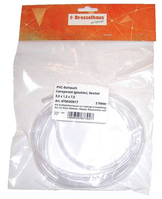 2m PVC hose transparent Ø 6 x 4 mm fuel hose windscreen washer system