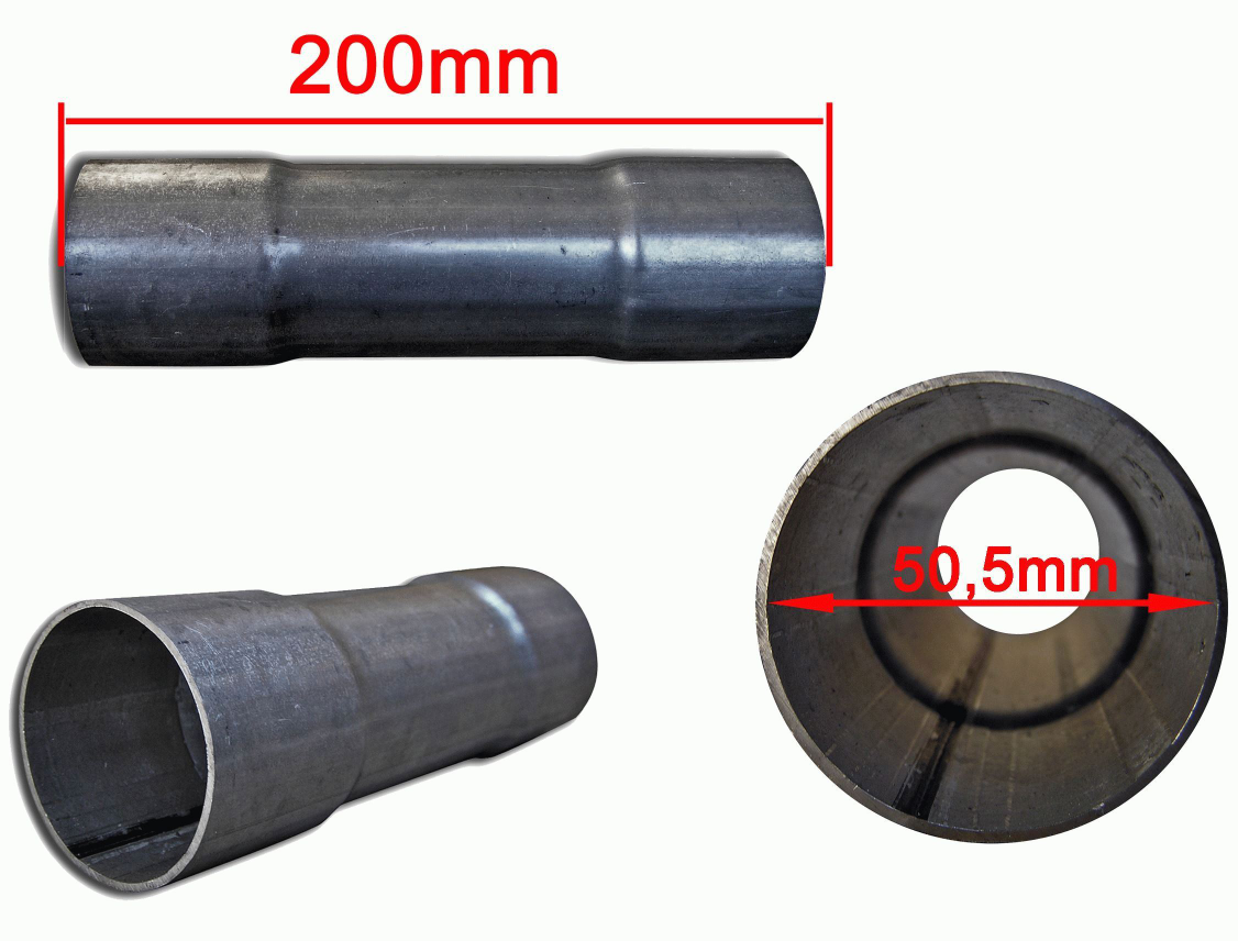 Reparaturrohr Auspuff End- / Zwischenstück Rohr 200mm Ø 50,5 mm Universal