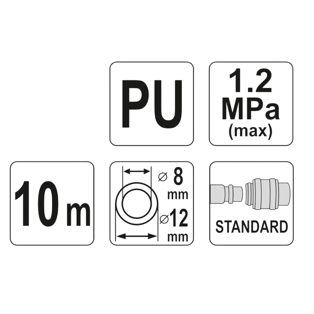 Spiralschlauch Schnellanschluss 8mmx12mmx10m Druckluftschlauch Pressluftschlauch