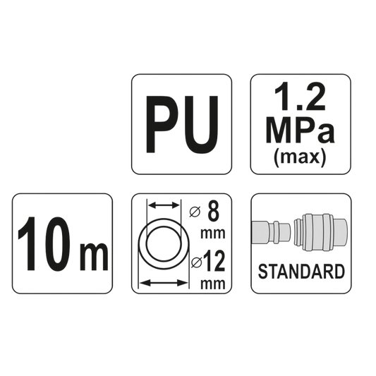 Spiralschlauch Schnellanschluss 8mmx12mmx10m Druckluftschlauch Pressluftschlauch