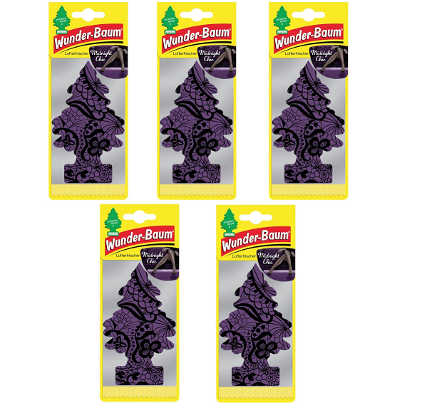 5x Wunderbaum Midnight Chic Baum Autoduft Auto Lufterfrischer Spiegel Raumduft