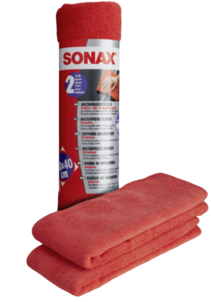 Sonax microfiber towel red for outer paint care professional cleaning washable 2 pieces