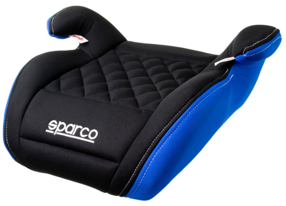 Sparco F100KBL Kindersitz 125-150cm Sitzerhöhung Schwarz/Blau gesteppt PKW Auto
