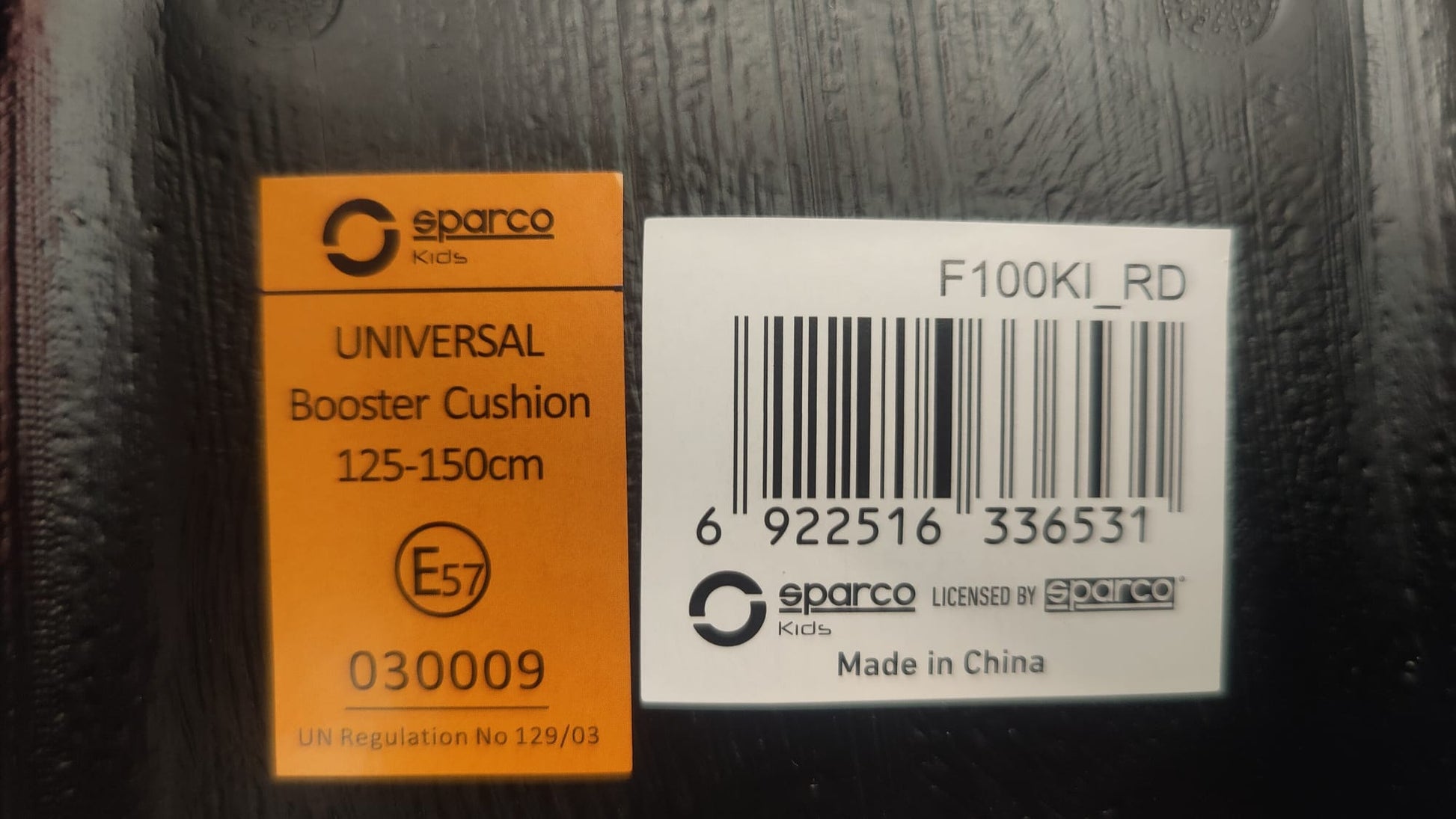 Sparco F100KRD Kindersitz 125-150cm Sitzerhöhung Rot/Grau gesteppt PKW Auto
