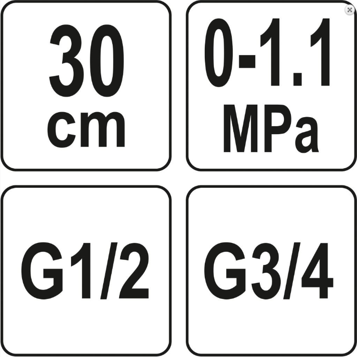 Wasserdruckmessgerät 1/2" 3/4" 30cm Messgerät Druckmesser Manometer 0-11 bar