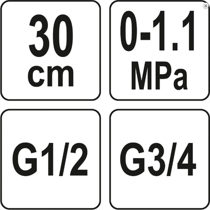 Wasserdruckmessgerät 1/2" 3/4" 30cm Messgerät Druckmesser Manometer 0-11 bar