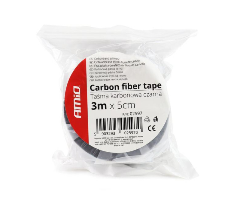 AMiO Carbon Klebeband Wärmeschutzband Schutzklebeband Schwarz 50mm 3m