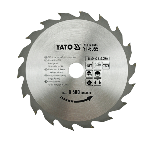 Kreissägeblatt Holzsäge 160x16x2,8x2mm 18T TCT Sägeblatt Scheibe 9500min1