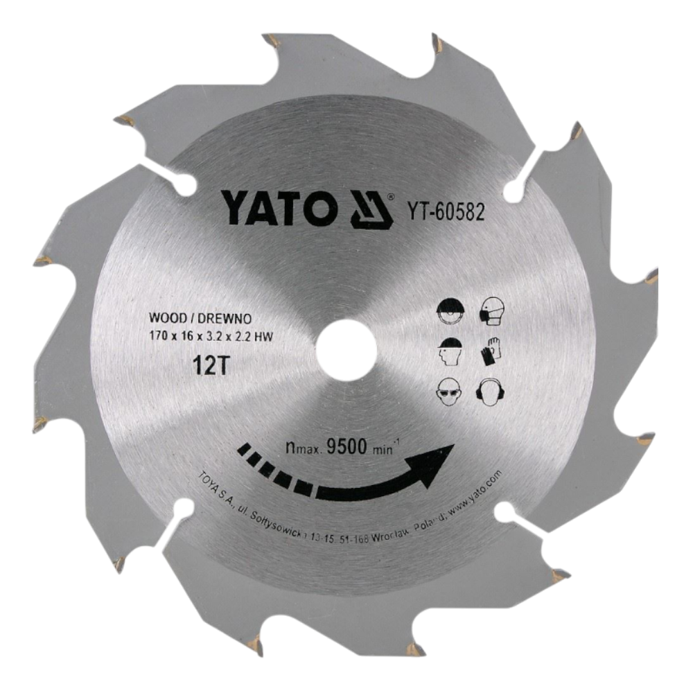 Kreissägeblatt Holzsäge 170x16x3,2x2,2mm 12T TCT Sägeblatt Scheibe 9500min1