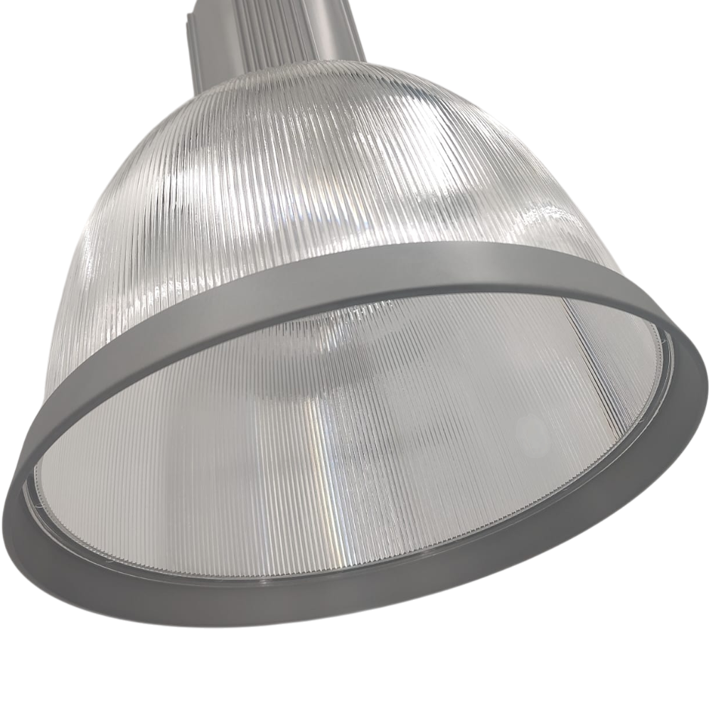 Pendelleuchte Ø 42cm Acrylglas-Schirm Silber Hängelampe Tresen Bar Industrie