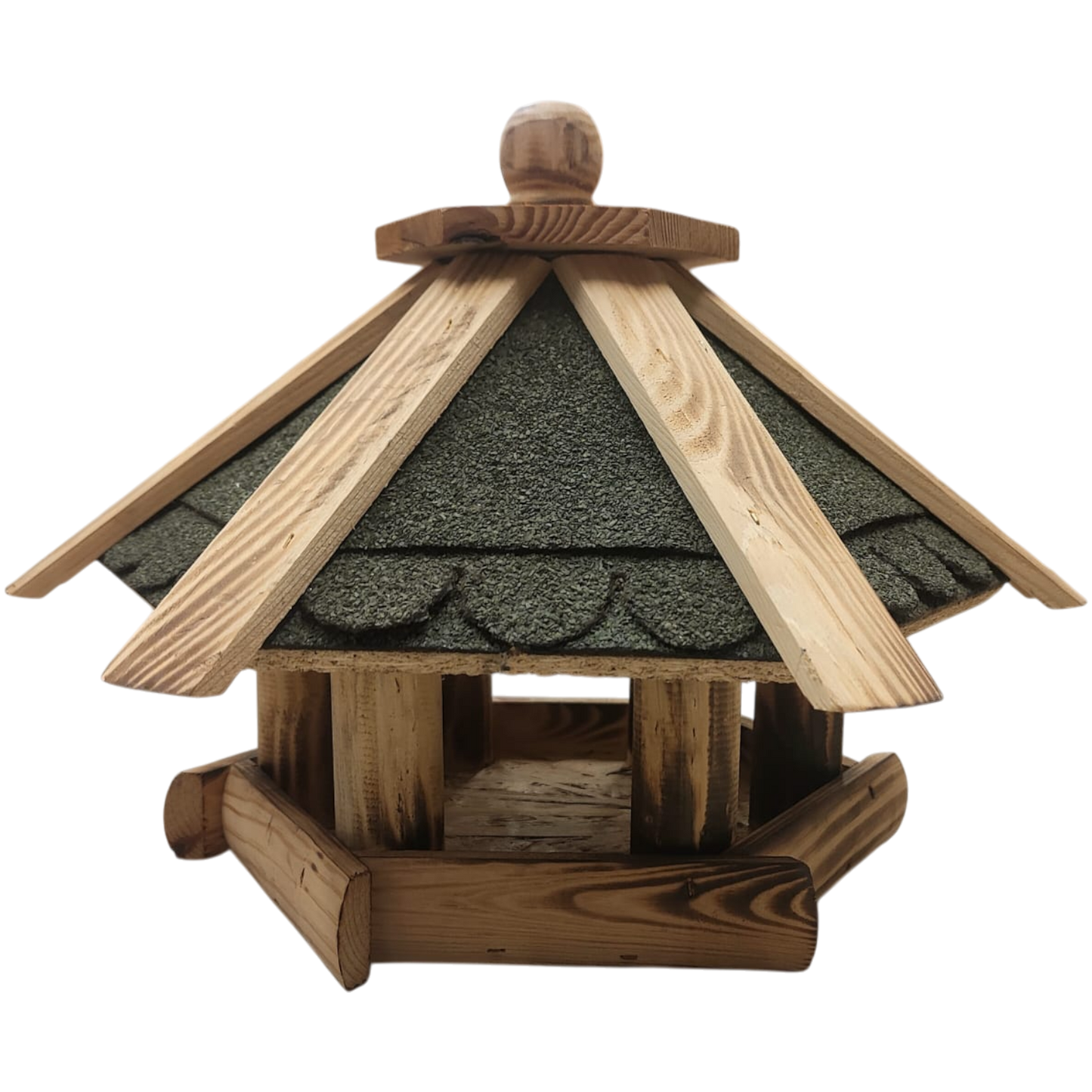 Futterhaus Vogelhaus 6-eckig Vogelvilla Vogelfutterhaus Nr.17 mit Bitumen