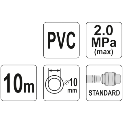 10m Druckluftschlauch 10mm Luftschlauch Kompressor-Schlauch Schnellkupplung