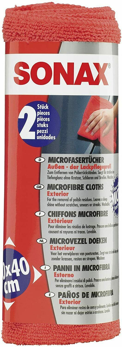 Sonax microfiber towel red for outer paint care professional cleaning washable 2 pieces