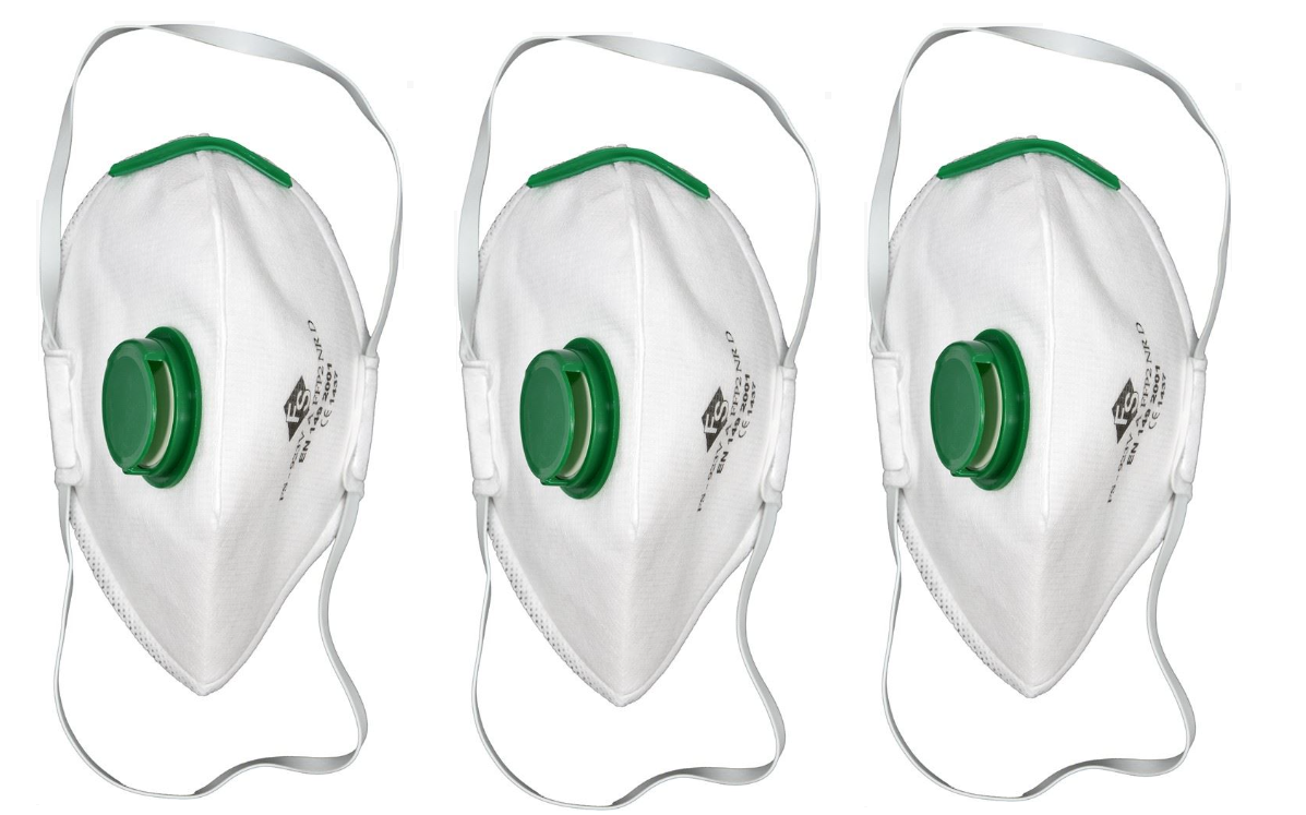 3x Atemschutz Staubmaske Lackiermaske Halbmaske Schutzmaske mit Ventil FFP2