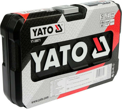 Yato YT-38671 Ratschenkasten 12tlg  1/2" Nusskasten Steckschlüssel Knarren Set