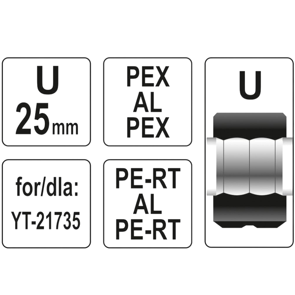 Adapter Crimpzange 25mm Ersatzmatrize Rohrverbinder für U-Rohr TYP U Carbonstahl