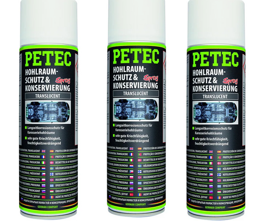 3x Petec cavity protection & preservation spray transparent with probe