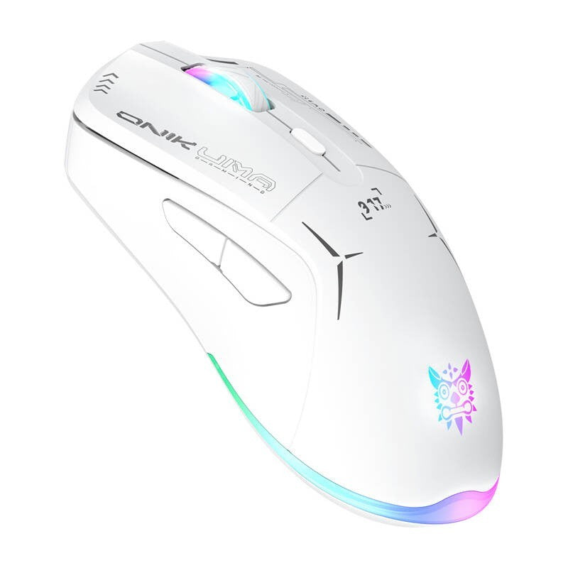 Onikuma Gaming Mouse Ergonomisch Spieler Maus LED Weiß 800-4800 dpi Funk Kabel
