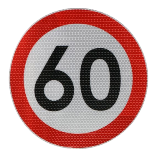 Sin sign 60km/h speed sticker red/white warning shield reflective