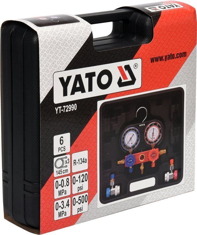 YATO YT-72990 Diagnosegerät Klimakompressor Mannometer für Klimaanlage