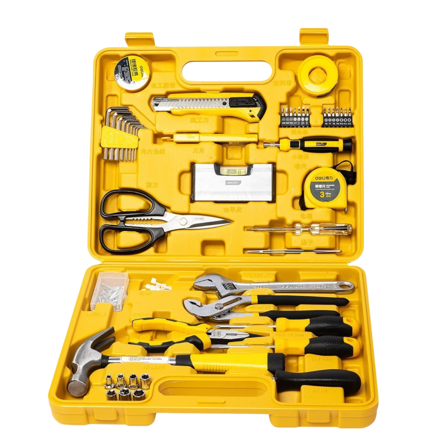 Werkzeugkoffer mit Werkzeug 48 Teile Set Werkzeugkiste Hammer Schraubenzieher