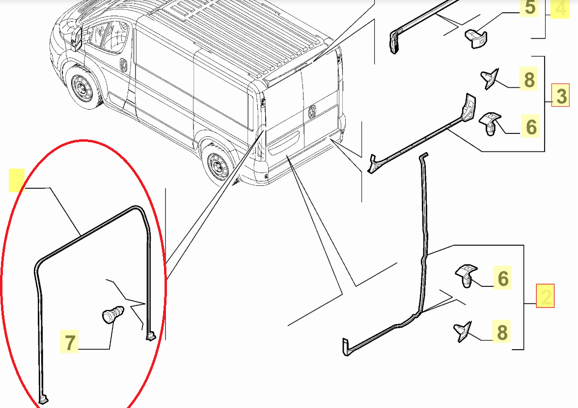 Hecktürdichtung Innendichtung Fiat Ducato 250 Peugeot Boxer Citroen H1 464cm
